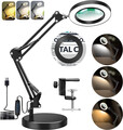 Lupe mit Licht und Ständer 10X 15X, 2-in-1 dimmbare LED-Schreibtischlampe