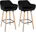 2er Set Barhocker Grant Samtbezug mit Lehne Barstuhl Tresenhocker