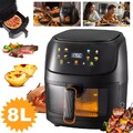 8L 1800W Heißluftfritteuse Fritteuse Heißluft Digitale Edelstahl Air Fryer XXL