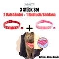 3er Set Katzenhalsband Halstuch Sicherheitsverschluss Verstellbare Reflektierend