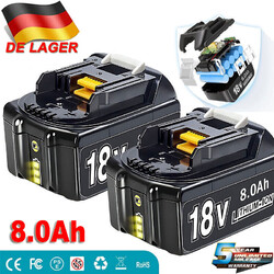 2er-Pack 18V/8,0Ah für Makita Akku BL1860B- 2er Set - 197422-4 BL1850 BL1830 DHL