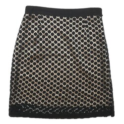 MILLIE Damen Schwarz & Creme Geometrischer Mini Baumwollmischung Rock M...