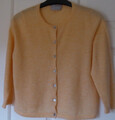 PURE COLLECTION 100 % Kaschmir Rundhalsausschnitt leicht orange 3/4 Ärmel Strickjacke Gr. 10
