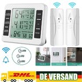 Funk Digital Kühlschrank Thermometer Gefrierschrank Temperatur + 2x Sensor Alarm