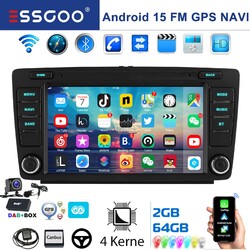 2+64G Autoradio Android15 Apple Carplay GPS +DAB für Skoda Octavia Yeti Roomster