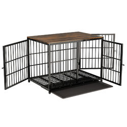 Stabil Hundebox XXL Gitterbox Hundekäfig STAHL Drahtkäfig Resiebox Transportbox⭐⭐⭐⭐⭐✔️Schwarz / Weiß ✔️XL oder XXL ✔️ Möbel Design