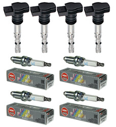 4x ERA Zündspule +4x NGK Zündkerze Laser Platinum passend für VW EOS 1F7 1F8