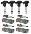 4x ERA Zündspule +4x NGK Zündkerze Laser Platinum passend für VW EOS 1F7 1F8