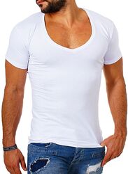 Herren basic T-Shirt Young & Rich extra tiefer V-Ausschnitt slimfit stretch 1315