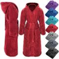 Bademantel mit Kapuze Kuschelfleece S-3XL Morgenmantel Saunamantel Unisex