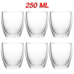 6x Doppelwandige Thermo Gläser Set für Latte Macchiato Cocktail Kaffee Tee Taßen