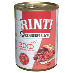 RINTI KENNERFLEISCH HUNDEFUTTER HUNDE FUTTER NASSFUTTER MIT RIND 12x400g