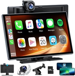 9 "Dash Cam Tragbarer Autoradio Apple CarPlay Android Auto 2.5K +1080P Kamera