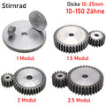 1~2.5 Modul 10z 11z~150z Zähne Zahnrad Stirnrad Dicke 10mm-25mm C45 Stahlzahnrad