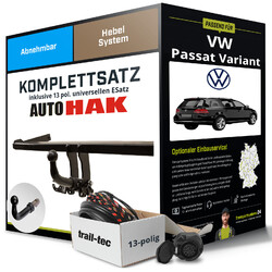 Für VW Passat Variant B6 3C5 Anhängerkupplung abnehmbar +eSatz 13pol uni 05- NEUJetzt 10% sparen mit dem Code AKTIV
