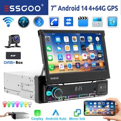 DAB+ 4+64G Android 14 Autoradio Carplay GPS NAVI WiFi RDS Bluetooth AUX 7" 1 DIN