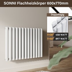 SONNI Heizkörper Design Röhrenheizkörper Paneelheizkörper Horizontal Weiß 60x77