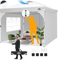 Pavillon 3x3 Wasserdicht Stabil Winterfest, Faltbar Partyzelt mit Seitenwänden