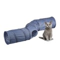 Katzentunnel Katzenrolle Katzen Spieltunnel faltbar Katzenrascheltunnel grau