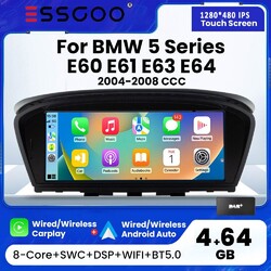 4+64G Carplay Android 13 DAB+ Autoradio für BMW 5er E60 E61 E90 E91 CCC 2004-08
