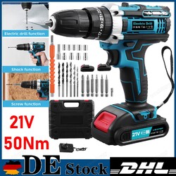 21V mit 2 Akkus Ladegerät Akkuschrauber Set Schlagbohrschrauber Bohrmaschine DE