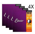 4X Elixier Akustikgitarrensaiten Nanoweb Phosphor Bronze 6 Saiten 12-53 16052