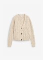 Strickjacke mit Zopfmuster Gr. 44/46 Steingrau Damen Langarm Strick-Jacket Neu