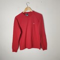 Herren Champion rotes T-Shirt Langarm leicht kleines Logo Größe Small