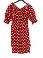 Kate Spade Damen Midi Kleid UK 6 rot 100 % Polyester A-Linie