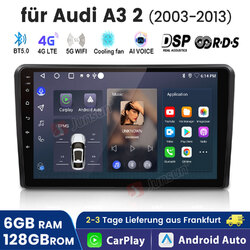 6+128GB Android 13 Für Audi A3 S3 RS3 2003-2013 Autoradio Carplay GPS Navi 8Kern
