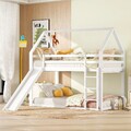 Etagenbett Hochbett Einzelbett Kinderbett Jugendbett mit Rutsche Weiß 90x200 cm