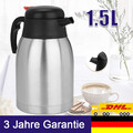 Thermoskanne 1,5L Isolierkanne Thermosflasche Edelstahl Kaffeekanne Teekanne DHL
