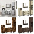 4-tlg. Spiegelschrank Waschbeckenunterschrank hoch und niedrig Badschrank