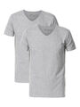 Petrol Industries - 2-er Pack Basic-T-Shirt V-Ausschnitt für Männer  Grau