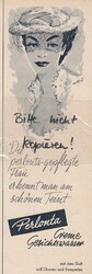 BERLIN-WEISSENSEE, Werbung 1954, VEB Kosmadon Perlonta Creme Gesichtswasser