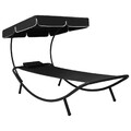 Garten-Sonnenliege mit Sonnendach & Kissen Liege Relaxliege Einzelbett Tagesbett