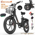 Elektrofahrrad 20 Zoll Klapprad Herren/Damen City E-Bike 20AH Pedelec Fatbike