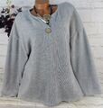 Sweatshirt Shirt Pullover Pulli Tunika Bluse Cord Look ITALY Grau XXL 46 48 50