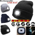 Mütze mit Licht Joggingmütze Beanie Strickmütze LED Lampe USB Akku aufladbar DE