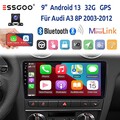 Autoradio 32G 9" Carplay Android 13 Für Audi A3 S3 RS3 8V 8P 2003-2012 KAM+ GPS