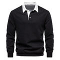 Herren Polokragen Pullover Sweatshirt Poloshirt Casual Polohemd Kapuzenpullover