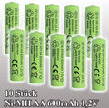 10 x AA 600mAh 1,2V Ni-MH/NiMH Aufladbar 10er Pack Ersatzakku Solarleuchten