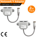 2x Portdoppler Netzwerk Splitter 2-Fach RJ45 Verteiler Y-Adapter 2x LAN Ethernet