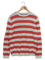 TOM TAILOR Herren Pullover M Weiß Rot Gestreift Langarm Baumwolle Basic