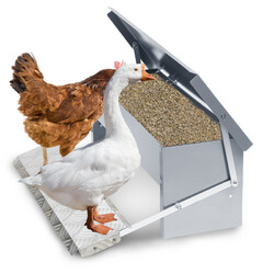 Futterautomat hühner mit Selbstöffnend Pedal Futtertrog Feeder Futterspender