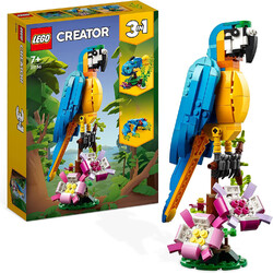 LEGO 31136 Creator Exotischer Papagei, 3 in 1 Set mit Fisch und Frosch, Tiere spielen