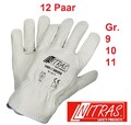 12 Paar NITRAS "Driver" Arbeitshandschuhe Gr.9,10 od.11 Rindvollleder Kat. II