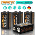 4× 9V Akku Typ 800mAh Li-Ion Lithium Block Batterie wiederaufladbar 6F22 6LR61