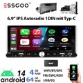 DAB+ Autoradio 6.9" 1 DIN Mit Android 14 4+64G Carplay GPS Navi RDS Bluetooth FM