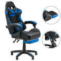 Gaming Stuhl Schreibtischstuhl mit Fußstützen Kissen Computerstuhl Schwarz-blau